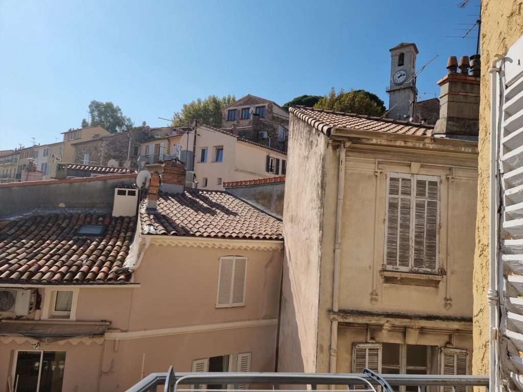 View from the balcony overlooking Le Suquet (the Old Town of Cannes)