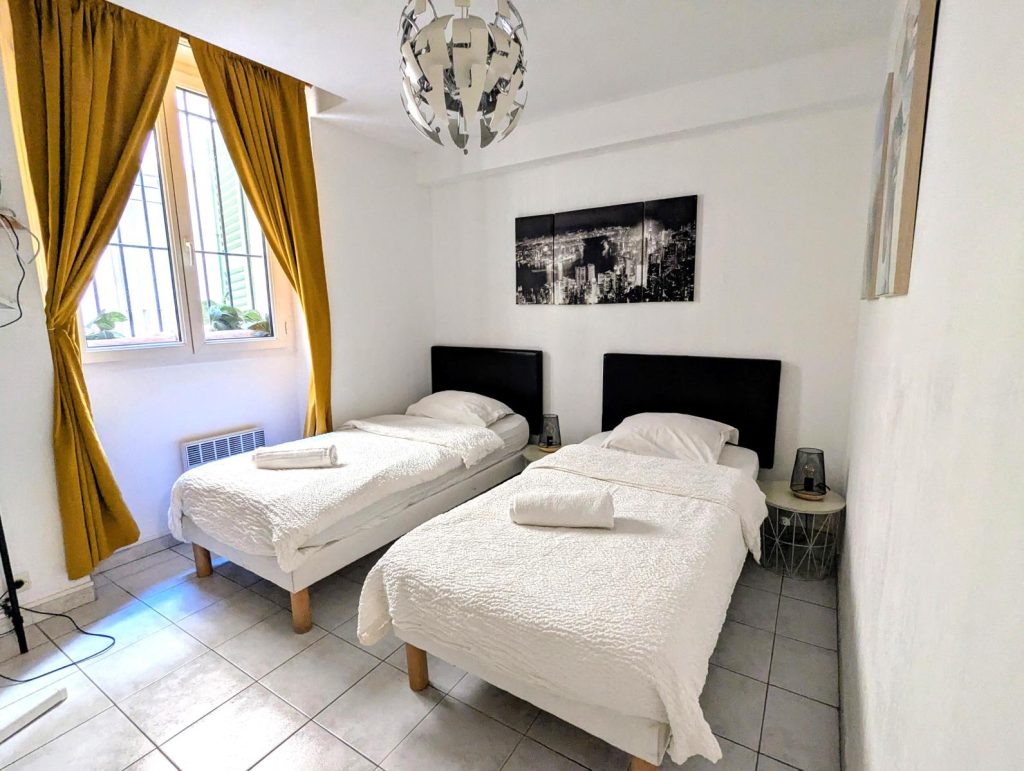 2 single beds in the bedroom which can be made into a large double bed