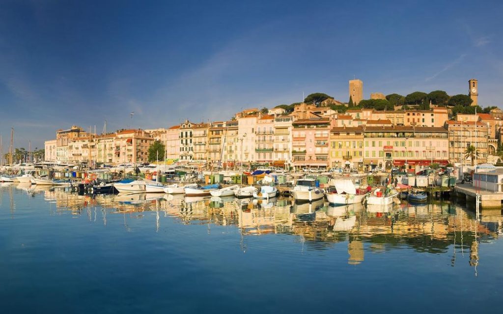 The beautiful view of Cannes Old port and the marina - only a minute walk from the apartment